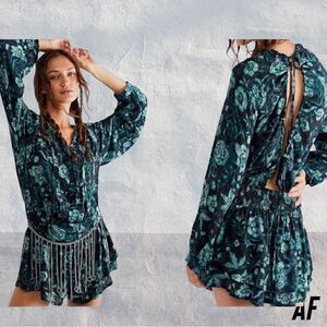 FREE PEOPLE DANCE TILL DAWN ROMPER NWT IN BLUE COMBO